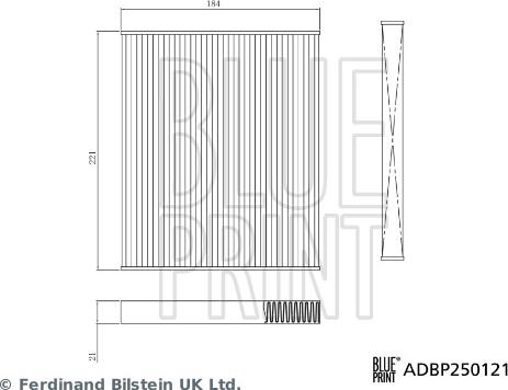 Blue Print ADBP250121 - Фільтр, повітря у внутрішній простір autocars.com.ua