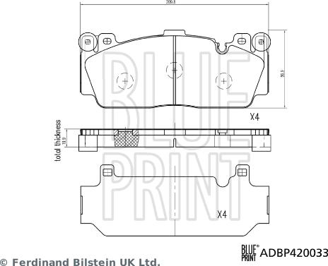 Blue Print ADBP420033 - Гальмівні колодки, дискові гальма autocars.com.ua