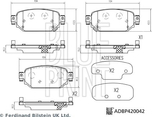 Blue Print ADBP420042 - Тормозные колодки, дисковые, комплект avtokuzovplus.com.ua