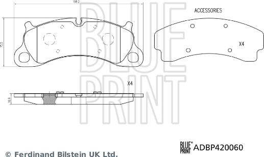 Blue Print ADBP420060 - Гальмівні колодки, дискові гальма autocars.com.ua