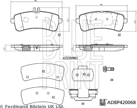 Blue Print ADBP420068 - Тормозные колодки, дисковые, комплект avtokuzovplus.com.ua