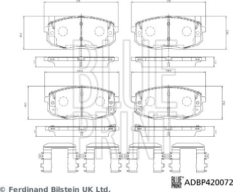 Blue Print ADBP420072 - Гальмівні колодки, дискові гальма autocars.com.ua