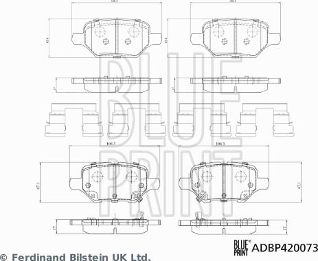 Blue Print ADBP420073 - Гальмівні колодки, дискові гальма autocars.com.ua