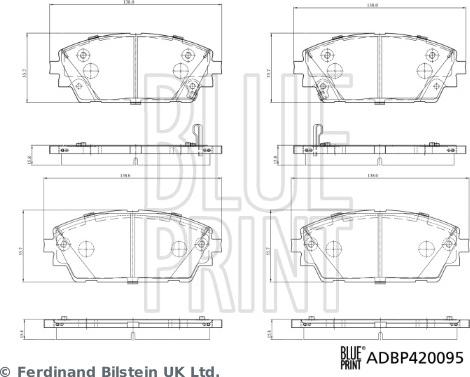 Blue Print ADBP420095 - Гальмівні колодки, дискові гальма autocars.com.ua