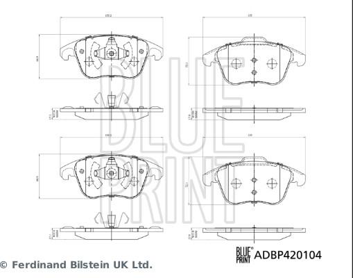 Blue Print ADBP420104 - Гальмівні колодки, дискові гальма autocars.com.ua