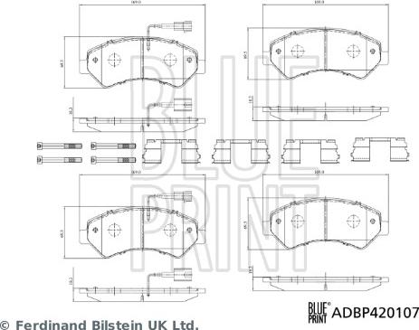 Blue Print ADBP420107 - Тормозные колодки, дисковые, комплект avtokuzovplus.com.ua