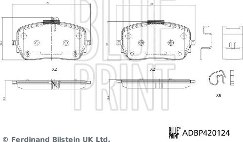 Blue Print ADBP420124 - Гальмівні колодки, дискові гальма autocars.com.ua