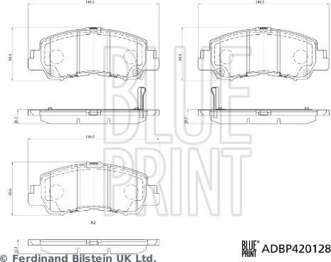 Blue Print ADBP420128 - Тормозные колодки, дисковые, комплект avtokuzovplus.com.ua