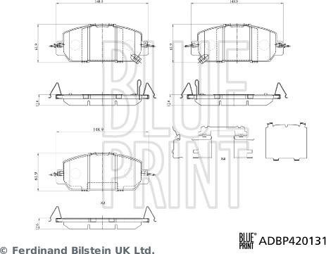 Blue Print ADBP420131 - Гальмівні колодки, дискові гальма autocars.com.ua