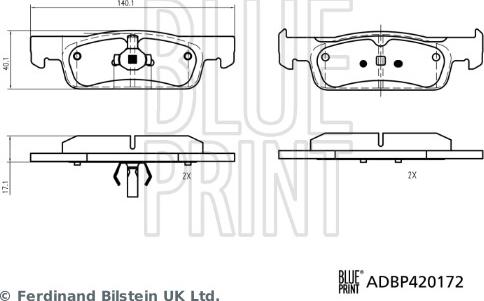 Blue Print ADBP420172 - Тормозные колодки, дисковые, комплект autodnr.net