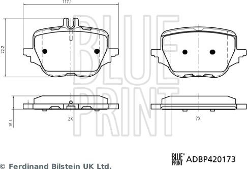 Blue Print ADBP420173 - Гальмівні колодки, дискові гальма autocars.com.ua