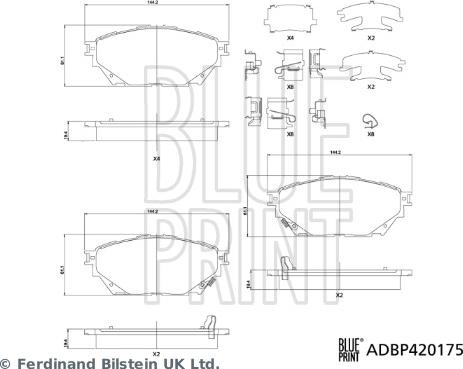 Blue Print ADBP420175 - Тормозные колодки, дисковые, комплект avtokuzovplus.com.ua