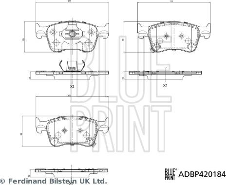 Blue Print ADBP420184 - Гальмівні колодки, дискові гальма autocars.com.ua