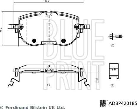 Blue Print ADBP420185 - Гальмівні колодки, дискові гальма autocars.com.ua