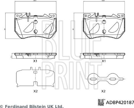 Blue Print ADBP420187 - Гальмівні колодки, дискові гальма autocars.com.ua