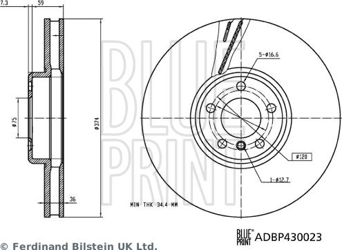 Blue Print ADBP430023 - Гальмівний диск autocars.com.ua