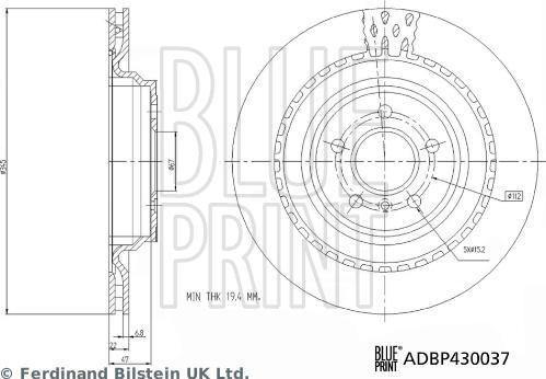 Blue Print ADBP430037 - Гальмівний диск autocars.com.ua