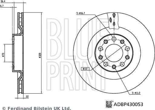 Blue Print ADBP430053 - Гальмівний диск autocars.com.ua