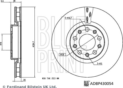 Blue Print ADBP430054 - Гальмівний диск autocars.com.ua