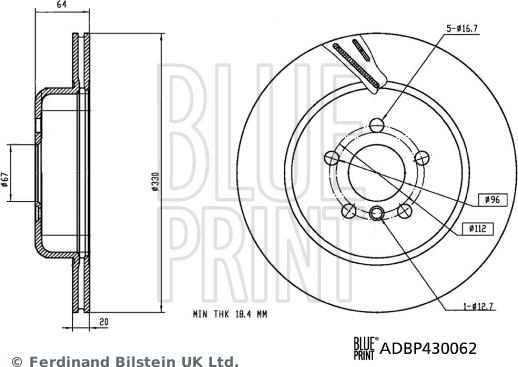 Blue Print ADBP430062 - Гальмівний диск autocars.com.ua