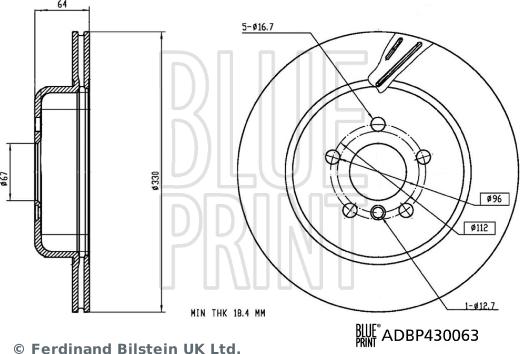 Blue Print ADBP430063 - Гальмівний диск autocars.com.ua