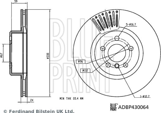 Blue Print ADBP430064 - Гальмівний диск autocars.com.ua