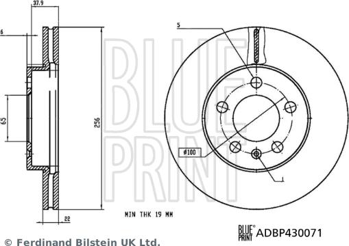 Blue Print ADBP430071 - Гальмівний диск autocars.com.ua