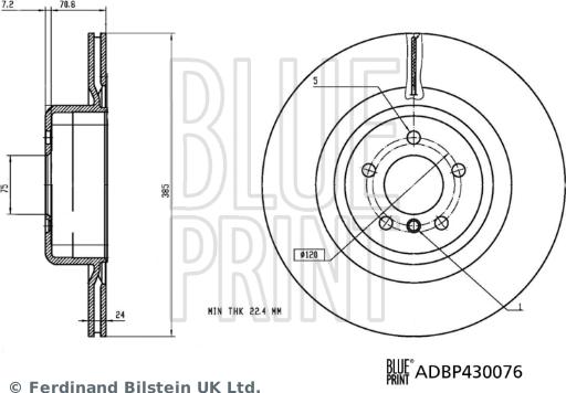 Blue Print ADBP430076 - Гальмівний диск autocars.com.ua