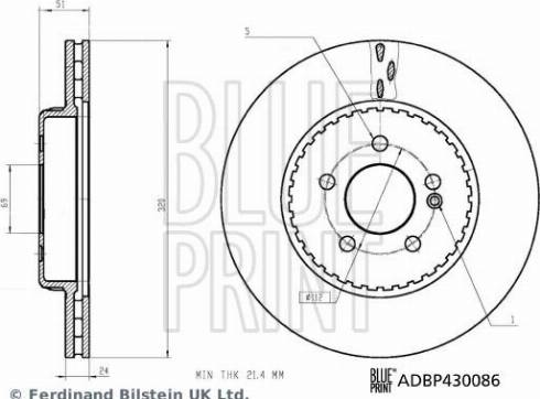 Blue Print ADBP430086 - Тормозной диск avtokuzovplus.com.ua