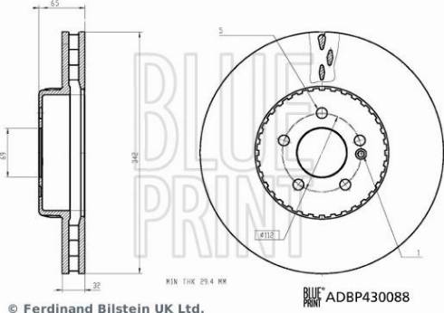 Blue Print ADBP430088 - Гальмівний диск autocars.com.ua