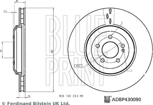 Blue Print ADBP430090 - Гальмівний диск autocars.com.ua