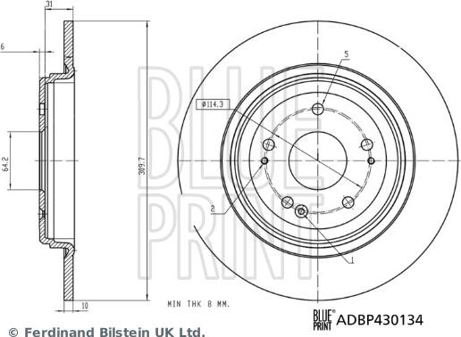 Blue Print ADBP430134 - Гальмівний диск autocars.com.ua