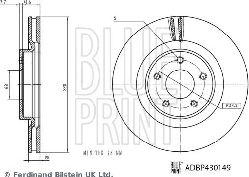 Blue Print ADBP430149 - Тормозной диск avtokuzovplus.com.ua