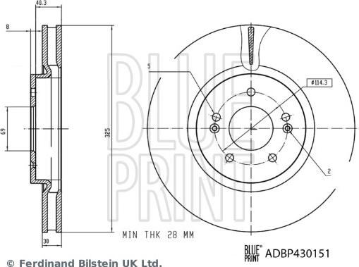 Blue Print ADBP430151 - Гальмівний диск autocars.com.ua