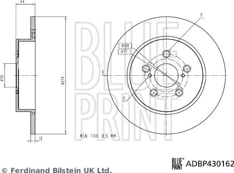 Blue Print ADBP430162 - Гальмівний диск autocars.com.ua