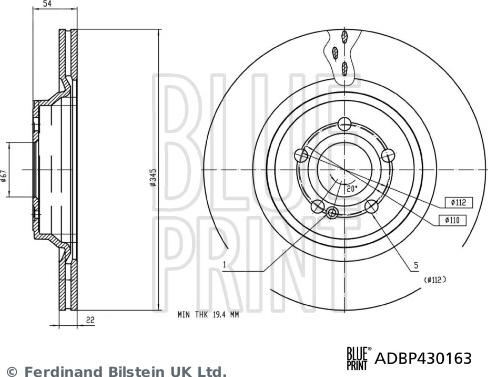 Blue Print ADBP430163 - Гальмівний диск autocars.com.ua