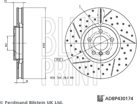 Blue Print ADBP430174 - Гальмівний диск autocars.com.ua