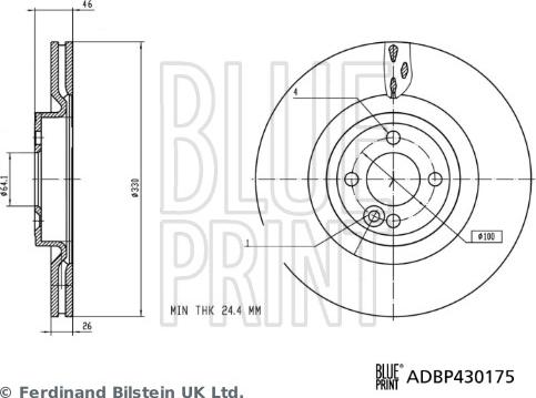 Blue Print ADBP430175 - Гальмівний диск autocars.com.ua