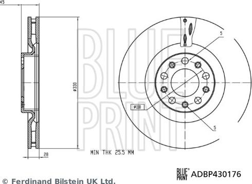 Blue Print ADBP430176 - Тормозной диск avtokuzovplus.com.ua