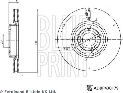 Blue Print ADBP430179 - Гальмівний диск autocars.com.ua