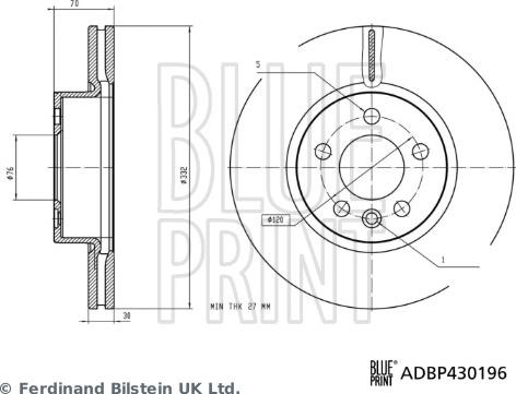 Blue Print ADBP430196 - Гальмівний диск autocars.com.ua