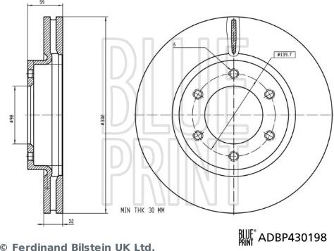Blue Print ADBP430198 - Гальмівний диск autocars.com.ua
