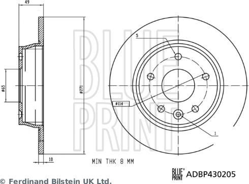 Blue Print ADBP430205 - Гальмівний диск autocars.com.ua