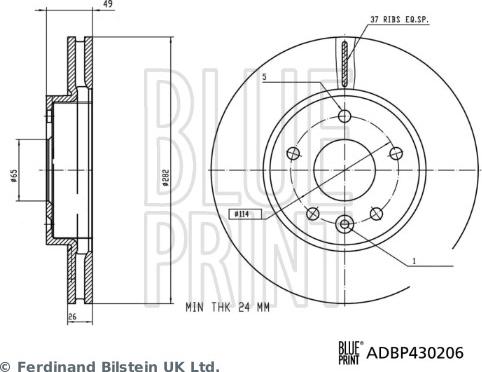 Blue Print ADBP430206 - Гальмівний диск autocars.com.ua