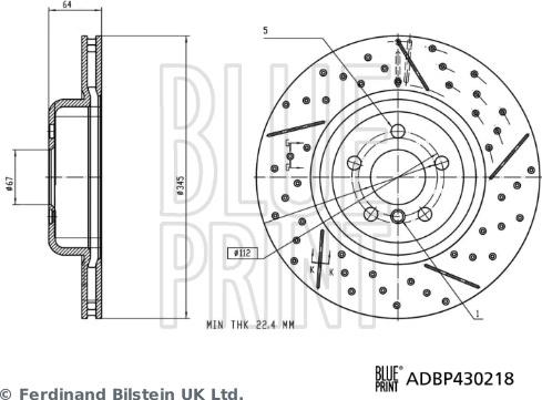 Blue Print ADBP430218 - Гальмівний диск autocars.com.ua