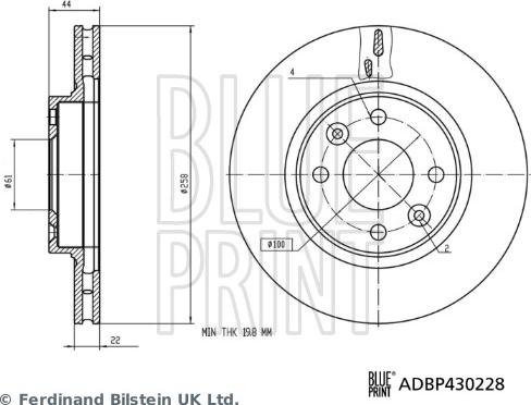 Blue Print ADBP430228 - Тормозной диск autodnr.net