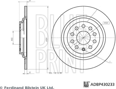 Blue Print ADBP430233 - Гальмівний диск autocars.com.ua