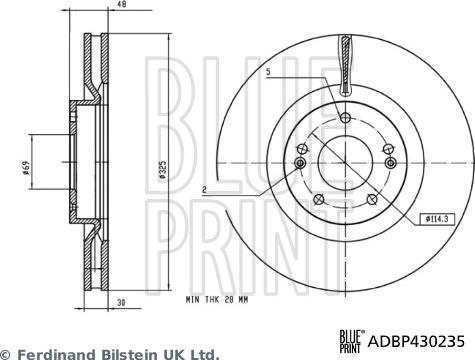 Blue Print ADBP430235 - Гальмівний диск autocars.com.ua