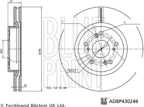 Blue Print ADBP430248 - Гальмівний диск autocars.com.ua