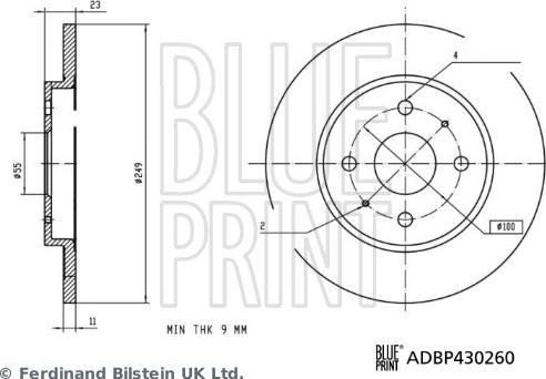 Blue Print ADBP430260 - Гальмівний диск autocars.com.ua